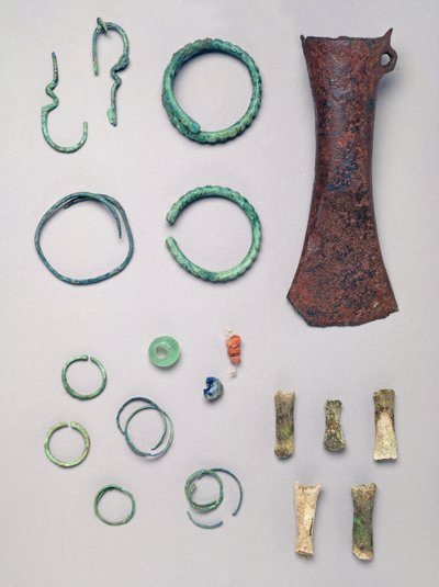 Contents of the grave of a child, from Barrow II, Grave I at Vace by Iron Age